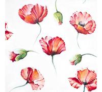 20 Napkins Poppy Drawing-Painted Red Poppy Flowers 33 x 33 CM