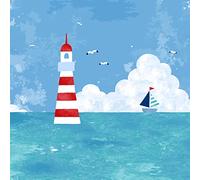 20 Napkins Sailing Boat at Lighthouse | Table Decoration | Decoupage | Napkin Technology 33 x 33 cm