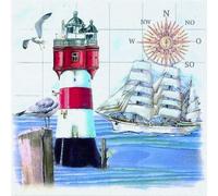 20 Napkins Sailing Ship to Lighthouse Table Decoration for Maritime Parties 33 x 33 cm