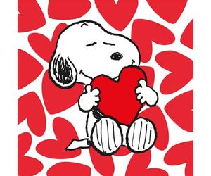 20 Napkins Snoopy, Love Napkins, Red Heart, Valentine's Day, Anniversary, Wedding, Decoupage, Table Decoration, 33 x 33 cm