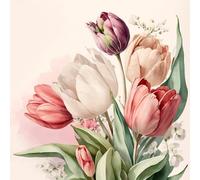 20 Napkins Spring Vintage Tulips Table Decoration Paper Napkins with Motif Also for Decoupage and Decoupage 33 x 33 cm