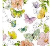 20 Napkins Summer Beautiful Butterfly Scene Natural Table Decoration Paper Napkins with Motif Also for Decoupage and Decoupage 33 x 33 cm