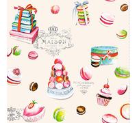 20 Napkins Treats in All Shapes Beige Cupcakes Dessert Vintage 33 x 33 cm