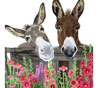 20 Napkins Two Curious Donkey Animals Flowers Spring Summer 33 x 33 cm