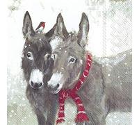 20 Napkins Two Donkeys for Winter Time Winter Christmas 33 x 33 cm