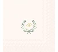 20 Napkins Wedding & Love Golden Rings in Delicate Wreath as Table Decoration Paper Napkins with Motif Also for Decoupage and Decoupage 33 x 33 cm