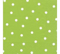20 Napkins White Polka Dots on Green Polka Dot Pattern / Timeless / 33 x 33 CM Green