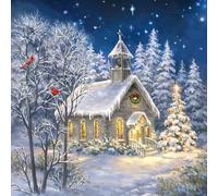 20 Napkins Winter Church in Winter as Table Decoration Paper Napkins with Motif for Christmas Winter Village City Christian Also for Decoupage and Decoupage 33 x 33 cm
