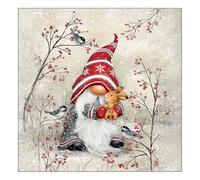 20 Napkins Winter Cute Dwarf with Rabbit as Table Decoration Paper Napkins with Motif Also for Decoupage and Decoupage 33 x 33 cm