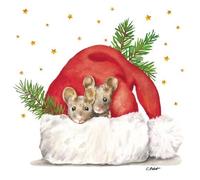 20 Napkins Winter Mice in Winter Hat Table Decoration Paper Napkins with Motif Also for Decoupage and Decoupage 33 x 33 cm