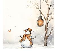 20 Napkins Winter Snowman on Tree with Lantern as Table Decoration Paper Napkins with Motif Also for Decoupage and Decoupage 33 x 33 cm