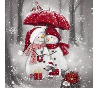 20 Napkins Winter Snowmen with Umbrella as Table Decoration Paper Napkins with Motif for Christmas Snowman Elegant Also for Decoupage and Decoupage 33 x 33 cm