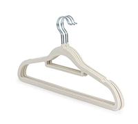 20 Non Slip Velvet Hangers | Heavy Duty Black Felt Coat Hangers |360 Degree Swivel Hooks|Premium space Saving Design Wardrobe Storage for Coats & Suits (Ivory)