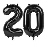 20 Number Balloon, Black Big Number Balloons for Women Men, 40 Inch Digital Balloon for Happy Birthday Decoration Supplies, Anniversaries, 2026 New Years Eve Party