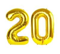 20 Number Balloon, Gold Big Number Balloons for Women Men, 40 Inch Digital Balloon for Happy Birthday Decoration Supplies, Anniversaries, 2026 New Years Eve Party