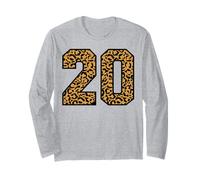 20 Number Leopard Twenty Team Sports Varsity Matching Long Sleeve T-Shirt