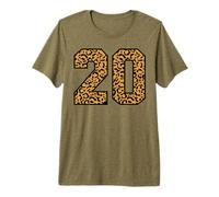 20 Number Leopard Twenty Team Sports Varsity Matching Premium T-Shirt