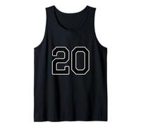 20 - Number Uniform Numbering Number [Black/Black Letters] Sports Baseball Soccer Club Activities Tank Top