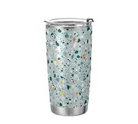20 oz Abstract Terrazzo Pattern Stainless Steel Double Vacuum Mug with Lid and Straw Simple Modern Insulated Tumbler Cup Iced Coffee Cup Travel Mug for Hot or Cold Drinks