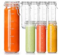 20 oz Glass Jars with Airtight Lids for Vanilla Extract, 8 Pack Glass Juice Bottles with Hinged Lids & Scale Lines, 600 ML Tall Mason Jar for Storage Overnight Oats, Spice, Fruit Extract, Sauce, Water