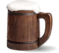 20 oz Handmade Root Beer Stein 600 ml - Flagon Metal Mugs with Handle Medevil - Wood Viking Renissance Thousand Beers Tankard Fantasy Ring Keg Mug - Vaso Cervecero Pirata Metal Wooden Cup