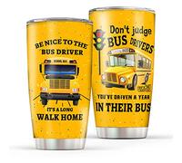 20 Oz School Bus Driver Tumbler: Back to School Bus Driver Thank You Appreciation & Birthday Retirement Christmas Gifts Mug