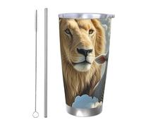 20 oz Tumbler Insulated Coffee Mug with Lid and Straw Lamb with A Lion Clouds Tumbler Double Wall Vacuum Insulated Tumblers Spill Proof Coffee Travel Mug Gifts for Men Women Birthday Christmas
