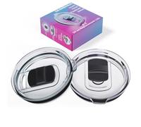 20 oz Tumbler Lid, Magslider Lid Compatible for YETI 20 oz Tumbler,10/24 oz Mug and 10 oz Lowball,Travel Spill Proof Cup Lids Covers with Magnetic Slider Replacement Lid,BPA Free (2 Pack)