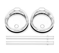 20 oz Tumbler Straw Lid Replacement, 2 Pack Clear Lids with Straws, Compatible with YETI Rambler 16 oz Pint, 20 oz Stackable Cup, 24 oz Mug & 25 oz Straw Mug, BPA-Free Splash-Resistant Cup Covers