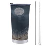 20 Oz Tumbler Travel Cup Witch Holding Broom Dark Fantasy Water Bottle, Stainless Steel Vacuum Insulated Coffee Mug with Straw Lid and Cleaning Brush