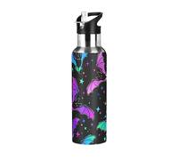 20 Oz Water Bottle with Straw Halloween Luminous Bats Stars Stainless Steel Water Bottle for Traveling Sports Leakproof Insulated Water Bottle