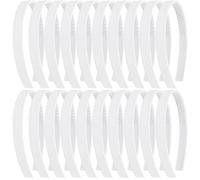 20 Pack 1.5CM Thin Hard White Plastic Headbands Skinny Plain Blank Hairband with Comb Grip Teeth Slim Hair Hoop Holder Clasp Tiara Crown Base Headpiece Crafting DIY Accessories Bulk for Women Girls