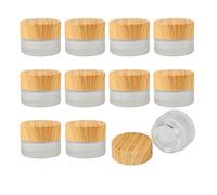 20 Pack 10g Frosted Glass Cosmetic Cream Jar Bottle with Wood Grain Lid and Inner Liners Empty Sample Jars For Travel DIY Lip Scrub Balm Lotions Sample