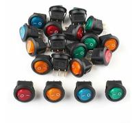 20 Pack 12V LED Backlit Round Rocker Switch ON OFF for Car Boat Van RV Marine Equipment SPST Single Pole Single Throw For TOGGLE Switch