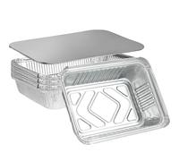 20-Pack 1L Aluminium Baking Trays with Lids - Leakproof Oven/Freezer-Safe Containers for BBQ, Takeaways & Meal Prep. Reusable Medium Foil Pans, Ideal for Home Kitchens & Catering.