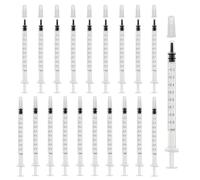 20 Pack 1ml Syringe with Cap, Colostrum Syringe without Needle, Plastic Feeding Syringes Small, Individually Wrapped, for Liquid Measuring, Scientific Lab, Feeding Pet