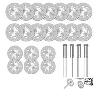 20 Pack 22mm Diamond Cutting Wheel, Diamond Cut Off Disc with 4pcs 3mm Mandrels Compatible with Dremel Rotary Tool, Rotary Tool Cutting Disc for Cutting Glass Jade Ceramic Stone Marble DIY Craft