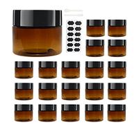 20 Pack 4 OZ(120ml) Amber Plastic Jars With Black Lids, 10 Spatulas, A Pen, Labels - PET Storage Container for Cosmetic, Cream, Gel, Lotion-Travel Jar Plastic Slime Jars by ZMYBCPACK