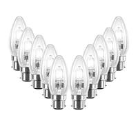 20 Pack 42W BC B22 Clear Candle Light Bulbs, Bayonet Cap, Classic Incandescent Dimmable Lamps, 42W = 55W, 630 Lumen, Mains 240V, Energy Saving Halogen Bulbs