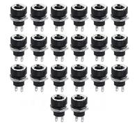 20 Pack 5.5mm x 2.1mm DC Power Jack Socket, 2 Pin Female Threaded Mount Connector, Panel Mount DC Power Adapter, Replacement Receptacle Plug for CCTV, Audio Equipment, LED Strips