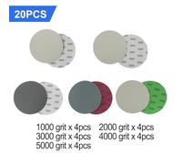 20-Pack 5-Inch Hook and Loop Sanding Discs, 1000 to 5000 Grit Silicon Carbide Waterproof Sandpaper for Wet/Dry Polishing Wood, Metal, for AUTO & Stone