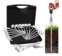 20 Pack 8 Inch Screw-In Camping Pegs - Glow In The Dark Tent With Hex Driver & Storage Case For Secure Ground Anchoring On All