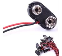 20 Pack 9V Battery Clip Connector with T-Type Cable for 9 Volt Batteries, Black Hard Shell Snap Connectors, 15 cm Cable Length