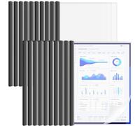 20 Pack A4 Plastic Clear Report Covers with Sliding Bars, 230 Sheet Capacity for Document Contract Report Presentation Binding Plastic Book Folders, Black Sliding Bars - 22 X 31 CM