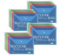 20 Pack A4 Plastic Wallets Clear Plastic Folders with Snap Envelopes Folders Waterproof File Folder 18C Envelopes Wallets Durable Document Folder Document Wallet for Document Storage for School Home