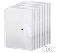 20 Pack A4 Punch Pockets, Clear Plastic Wallets with 3 Binder Ring, Heavy-Duty Document Sleeves Protectors for Office School Home Organisation, Fits Standard 2/3/4-Ring Binders A4 Lever Arch