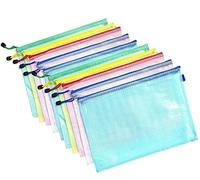 20 Pack A4 Zip Mesh File Document Filing Folder Wallet Bag Bulk, Waterproof Office School Plastic Files Storage Holder Case, Transparent Travel Organizer Pouch Bags with Zipper