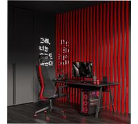 20 Pack - Acoustic Slat Wall Stripes | Strip Width 5cm | Wall Decoration | Decorative Wood(HDF) Panels for Home Theatre, TV Wall, Podcasts | Color: (Red glossy plastic, LOZA-5)