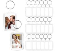 20 Pack Acrylic Blank Photo Insert Keychain, 55 x 40 mm/ 2.16 x 1.57 Inch, Translucent Clear Acrylic Key Rings for Double - Sided Photos - Small Picture Frames for Family, Friends, Gifts & Craft