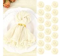 20 Pack Beige Cheesecloth Napkins 20"x20" Boho Washable Cloth Napkins Set of 20 Wrinkled Cheese Cloth Napkins Gauze Dinner Table Napkin for Wedding Party Baby Shower Birthday Decor